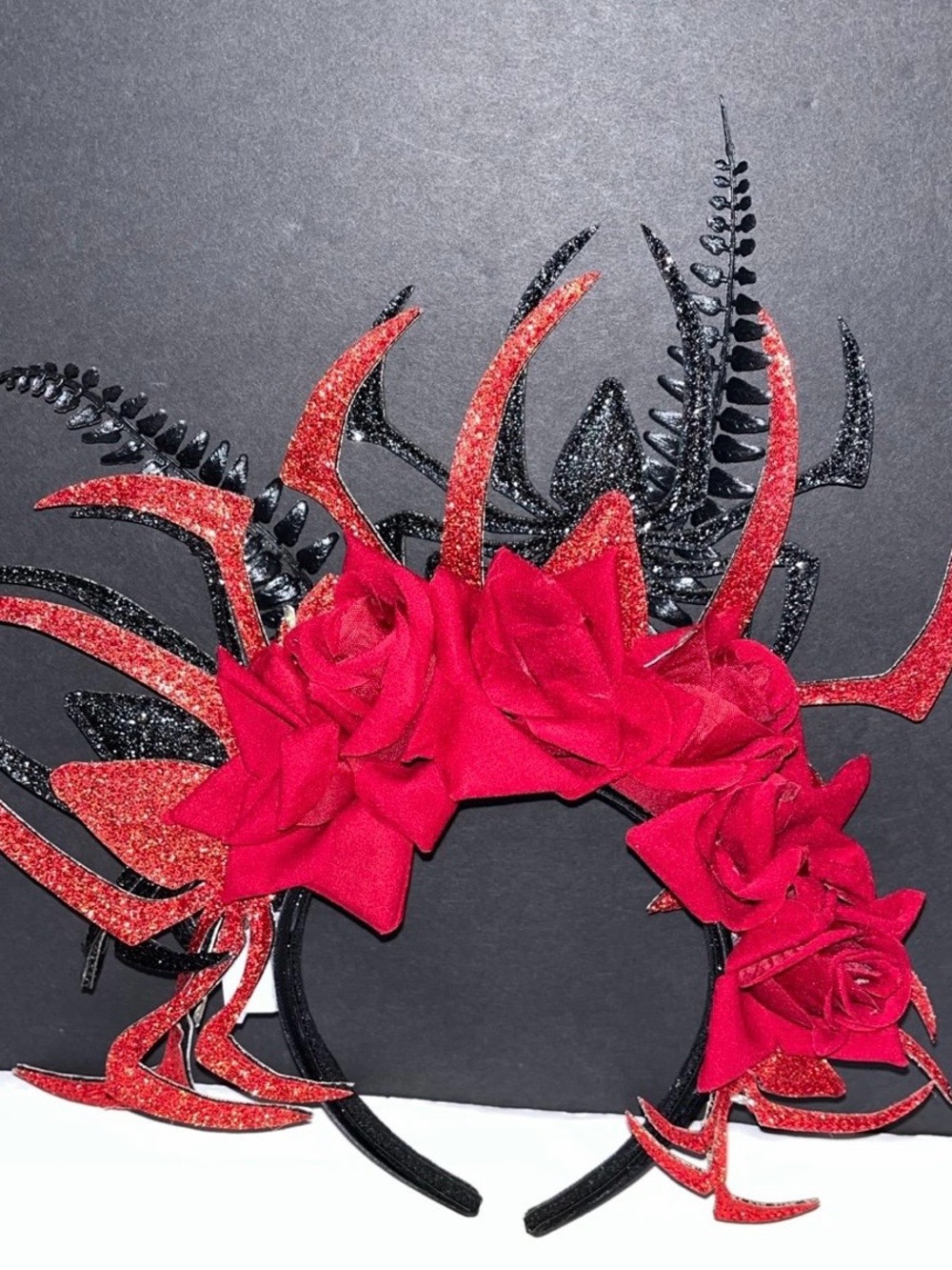 NWOT Light Up Gothic Antler Headband Red Black Halloween Costume